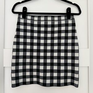 Aqua Black and White Checkered Pencil Skirt